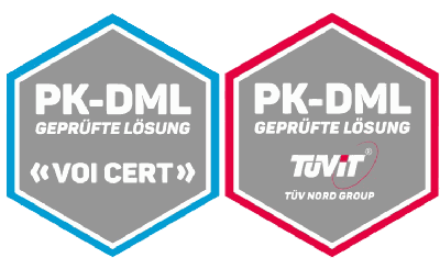Label der Zertifizierung durch TÜV IT und VOI